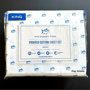 🎁Southern Tide Printed Cotton Skip Jack King Sheet Set